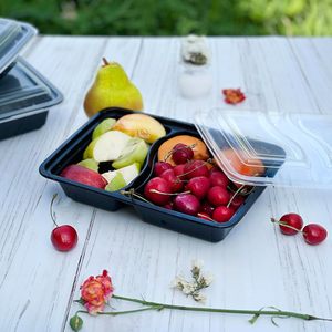 Boîte à lunch bento jetable à 2 compartiments sans BPA de 1000 ml en plastique, empilable et compatible micro-ondes, prix usine - Product Image 3