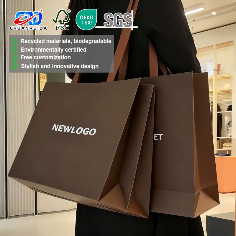 Custom Printed Handmade Luxury Shopping Paper Bag Specialty Paper Ribbon Handle Debossed Hot Stamped For Business Retail