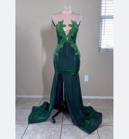 Robe de soirée élégante Ocstrade, robe de bal scintillante de luxe avec strass et cristaux, vert émeraude, fente haute, longue, élégante