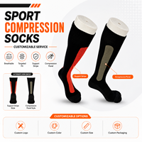 Chaussettes de compression noires sur mesure pour hommes, en nylon, élasthanne et polyester, soutien ferme, hauteur genou, pour le football