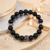 Bracelet tendance en obsidienne 5A, bijoux à porter au quotidien, bracelets perlés personnalisés, bracelets faits à la main, pierres naturelles, bracelet pour cadeau