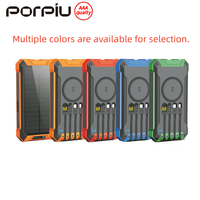 Banque d'alimentation solaire 15W, charge rapide sans fil, haute capacité 20000mAh, batterie Li-Polymère, écran LED, sortie Type-C, Ultra Micro USB