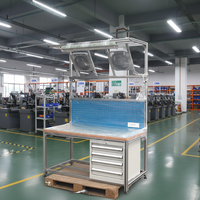 Table de travail en profilés aluminium avec armoire à outils, profilés d'extrusion aluminium à rainures en T pour usine industrielle, table d'assemblage personnalisée