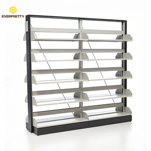 Étagères <span class=keywords><strong>de</strong></span> bibliothèque scolaire modernes en métal à double face, 5 niveaux, bibliothèque ouverte durable pour usage commercial - Product Image 3