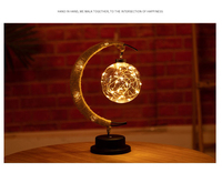 Lampe de chevet LED étoiles et lune, décoration de Noël pour la maison, design moderne fait main, alimentation par piles/USB en ABS