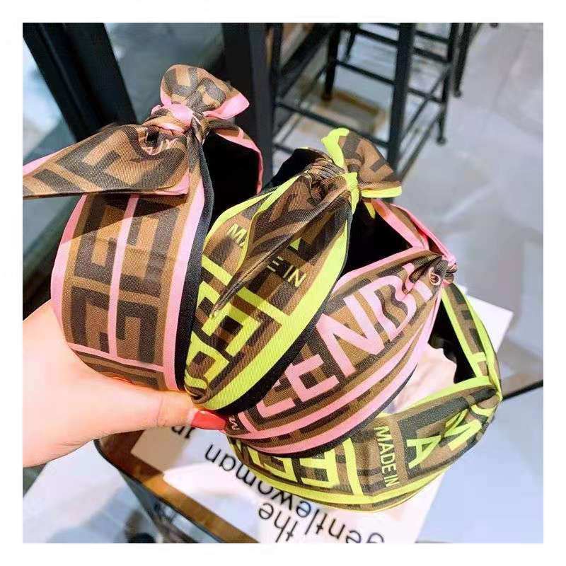 FF מעצב יוקרה סרט Cabello Accesorios Bowknot שיער חישוק תכשיטי Hairbands רחב שוליים שיער אביזרי נשים