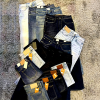 Jean en denim délavé coupe slim et droite pour homme, taille haute, en coton, style décontracté automne, tissu tissé mi-lourd