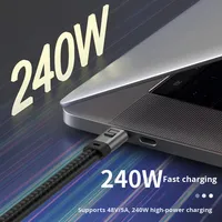 Kabel Data pelindung kepang aluminium Aloi pengisian cepat PD240W baru dengan tipe-c untuk penggunaan mobil ponsel Android