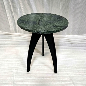 Modern <b>Round</b> Green Marble <b>Side</b> <b>Table</b> With <b>Black</b> Tripod Base Handmade Accent End <b>Table</b> for Living Room Bedroom Decor - Product Image 4