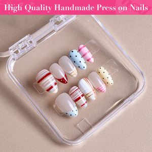 <span class=keywords><strong>Uñas</strong></span> Postizas Artificiales Nuevas al por Mayor, 10 Piezas, <span class=keywords><strong>Uñas</strong></span> Acrílicas Francesas Pintadas a Mano, Cobertura Completa, Diseño Personalizado Hermoso - Product Image 2