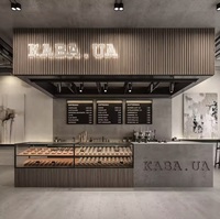 Aménagement intérieur complet de boulangerie-pâtisserie, personnalisation de la pièce, vitrine en verre, comptoir de bar, décoration de café, salon de thé