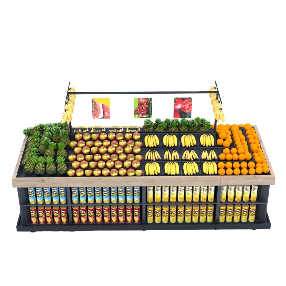 Prix d'usine moderne Présentoir commercial de support de fruits et légumes frais pour supermarché