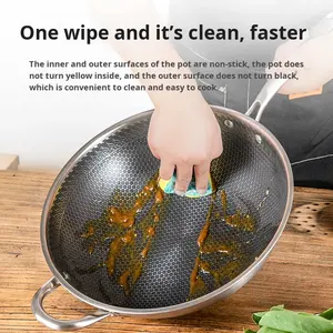 กระทะเหล็กสามชั้นแบบรังผึ้งสองด้าน ไม่ต้องเคลือบผิว ไม่ติดกระทะ ควันน้อย จัดจำหน่ายโดยตรงจากโรงงาน - Product Image 3