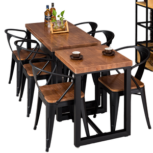 Juego de Mesa de Comedor Comercial de Madera Maciza y Metal, Estilo Moderno y Lujoso, para Cafetería, <span class=keywords><strong>Bar</strong></span> o Restaurante, Cuadrado, para 4 Personas, Muebles Duraderos - Product Image 2