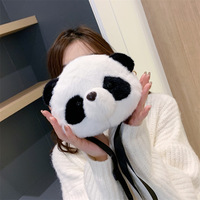 Sac à bandoulière en peluche courte super douce, anti-stress, motif chat mignon de dessin animé, style sac à dos, avec jouet poupée Panda, inspiré des machines à attraper les jouets
