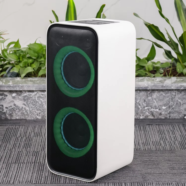 AAWM Double 8 Inch Dj Box Speakers Stereo Sound with Strobe Light for Party Support Wireless Mic Portable Speaker 130w