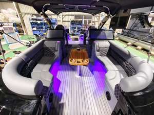 2025 nuevo barco pontón deportivo de fibra de vidrio de lujo precio de fábrica 22 pies 25 pies Tritoon de aluminio para venta al por mayor, fiesta y ocio de pesca - Product Image 4