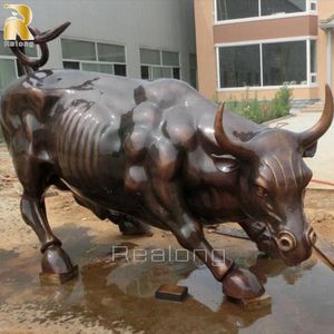 Decorazione di grandi dimensioni in metallo scultura animale muro di bronzo Street <span class=keywords><strong>Bull</strong></span> statua per la vendita - Product Image 2