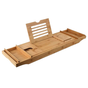 Étagère de rangement pour baignoire en bambou, extensible, antidérapante, style minimaliste nordique, étagère de salle de bain - Product Image 5