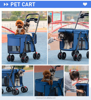 Chariot de promenade pliable léger et portable à 3 roues pour animaux de compagnie, respirant, avec frein, porte-gobelet et grande capacité – Vente en gros