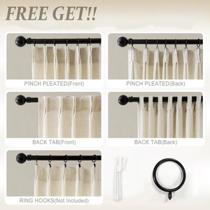 Kết cấu tự nhiên Kem ngà Pinch xếp li lanh tuyệt rèm cửa cho cửa sổ phòng khách - Product Image 3