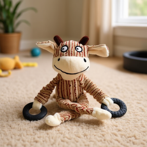 Juguete de Peluche Yommy, Vaca, Mono, Oso, con Anillos de Goma para Mascotas, 31 cm - Product Image 3