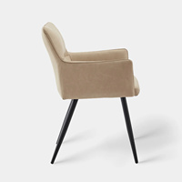 Fauteuil de salle à manger en similicuir beige antique confortable avec pieds en métal