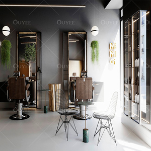 Accesorios de decoración para salón de belleza, muebles de salón de belleza de diseño <span class=keywords><strong>Original</strong></span>, estante de tienda de productos de belleza, espejo, barbería - Product Image 4