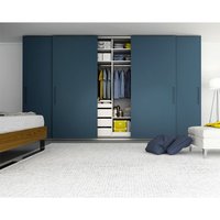Armoire en bois Ace Design personnalisé Armoire de rangement à portes coulissantes en laque bleue blanche mate avec panneau de porte bleue
