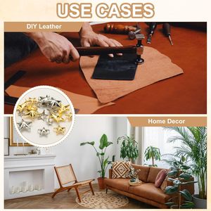 PATIKIL Mm Tachuelas Metálicas, Cuentas de Garra de Estrella, Remaches de Púas para Artesanía en Cuero, Ropa, Cinturones, Bolsos, Zapatos, Plateado - Product Image 5