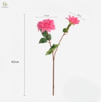Grande fleur artificielle en latex, dahlia blanche et rose, toucher réel, 2 têtes, pour arrangement de table de mariage, fête, Thanksgiving, remise de diplôme