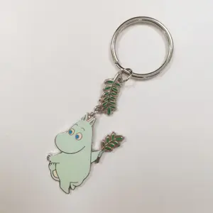 Personalised Charm handicraft Engravable Pendants Cute cartoon enamel hippo metal keychain