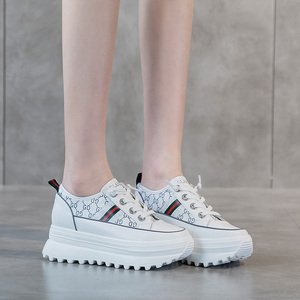 Zapatillas Deportivas de Lujo al por Mayor, Zapatillas Blancas de Diseñador con Suela Gruesa, Zapatillas Deportivas Casuales con Cordones para Mujer - Product Image 2