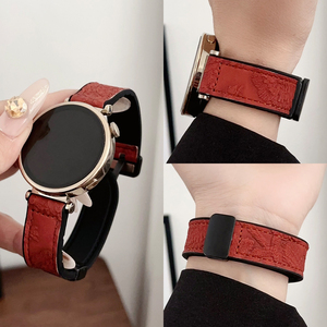 Bracelet de montre en cuir véritable à motif irrégulier pour Samsung avec bracelet en cuir à boucle pliante magnétique pour <span class=keywords><strong>Huawei</strong></span> - Product Image 2