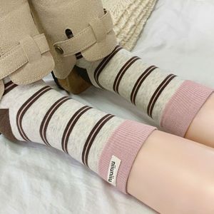 Niiuniu Women's Striped Mid-Calf Slouch <b>Socks</b> Breathable Sweat-Absorbing Polyester Fiber Youth Style - Product Image 2