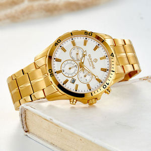 Montre en acier inoxydable pour hommes, style business, matériau de secteur Unique, découpé, calendrier, fenêtre, chronographe, multifonction - Product Image 4