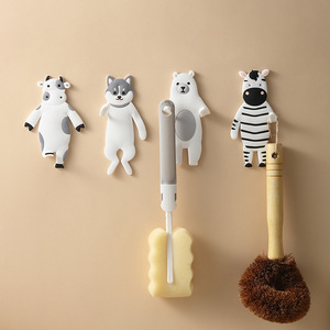 Creative Animal Cartoon <b>Adhesive</b> <b>Hooks</b> 3 Pack Removable Wall Mount For Bathroom Kitchen Decorative <b>Hooks</b> With Bear Zebra Husky - Product Image 2
