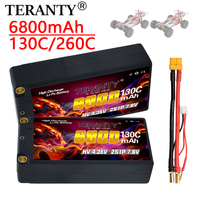 Baterai Lipo TERANTY 2S 7.6V 6800mAh 130C/260C dengan Steker Bullet XT60 5mm untuk Mobil Remote Control, Mobil Panjat Tebing, Model Mobil HV RC