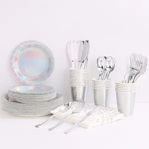 Biodegradable100% paper cutlery set 10 pcs for each types And Dinnerware Disposable Tableware Set For Wedding Party