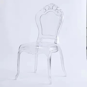 Chaise de banquet de mariage en plastique transparent bon marché de haute qualité avec dossier couronne transparente empilable - Product Image 4