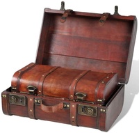 Coffret de rangement mini écologique poli, valise cadeau, coffre de voyage classique en contreplaqué marron antique, recyclable