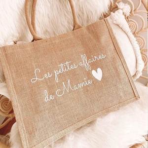 Customized Logo Jute Tote Environmentally Friendly Thick Waterproof Reusable <b>Bag</b> Long Handle Geometric Pattern - Product Image 1