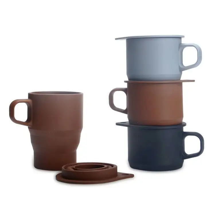 300ml Folding Silikon Becher für Reise Faltbare Büro Kaffee Tasse Mit Stroh Deckel Individuelles Logo Wasser Becher Tasse