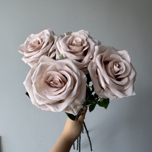 DC081 Bouquet di Rose Artificiali in Seta Rosa Antico, Stelo Singolo, Rose Finte Rosa Nude per Matrimoni, Spose e Decorazioni per la Casa - Product Image 3