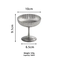 Gobelets à dessert en acier inoxydable avec pieds, réutilisables pour les fêtes d'anniversaire, yaourt, salade, fruits, pudding, gelato