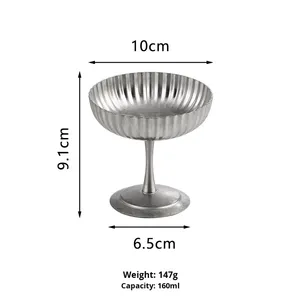 Copos de Sobremesa de Aço Inoxidável com Pé Reutilizáveis para Festas de Aniversário Iogurte Salada Fruta Pudim Gelato - Product Image 6