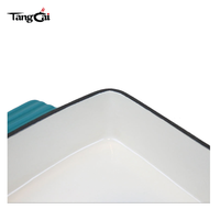Panci Panggang Persegi Panjang Besi Cor Berlapis Enamel Warna Teal dengan Pegangan Lebar Ganda, Tersedia OEM, untuk Hidangan Keju dan Roti