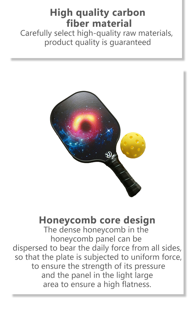 Lightweight pickleball paddle with PP honeycomb core from factory, designed for pro play