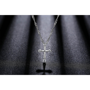 Vendita calda alla moda collana con ciondolo a croce per le donne Austrian Cubic Zirconia in pietra catena a maglie per regali gioielli - Product Image 5