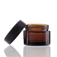 Pot de crème pour les yeux en verre rond noir de 5 ml et 9 ml soins de la peau contenant de crème cosmétique transparente rose pour le visage